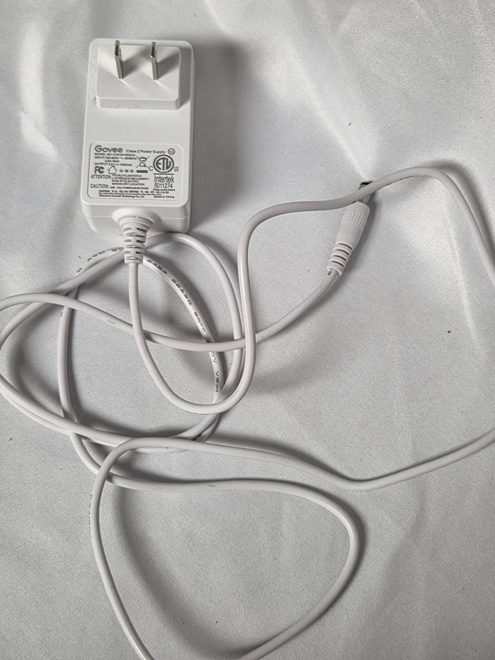 Govee White Class 2 Power Supply Model CW1201500US 12V 1500mA